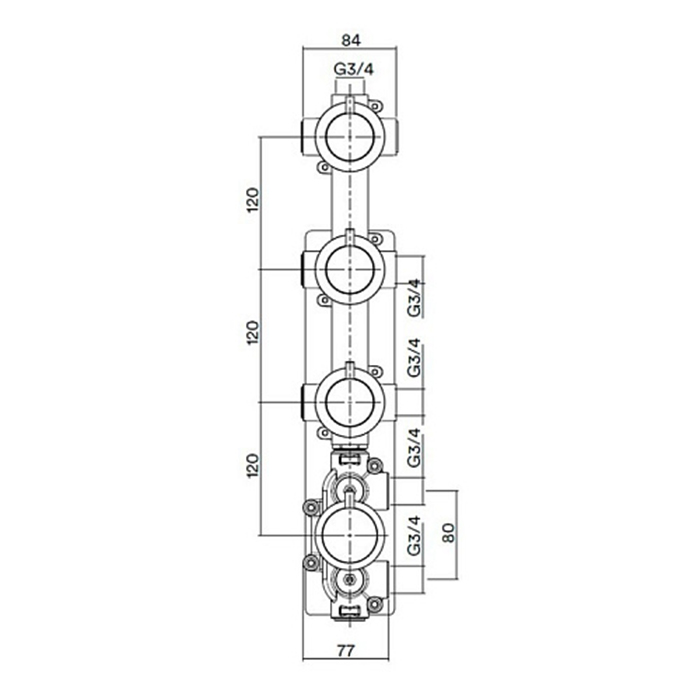 Изображение Внутренняя часть термостатического смесителя Quadro design Modo IN050