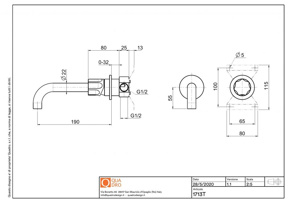 Смеситель для раковины Quadro design Modo 17 13T.00 на два отверстия ФОТО