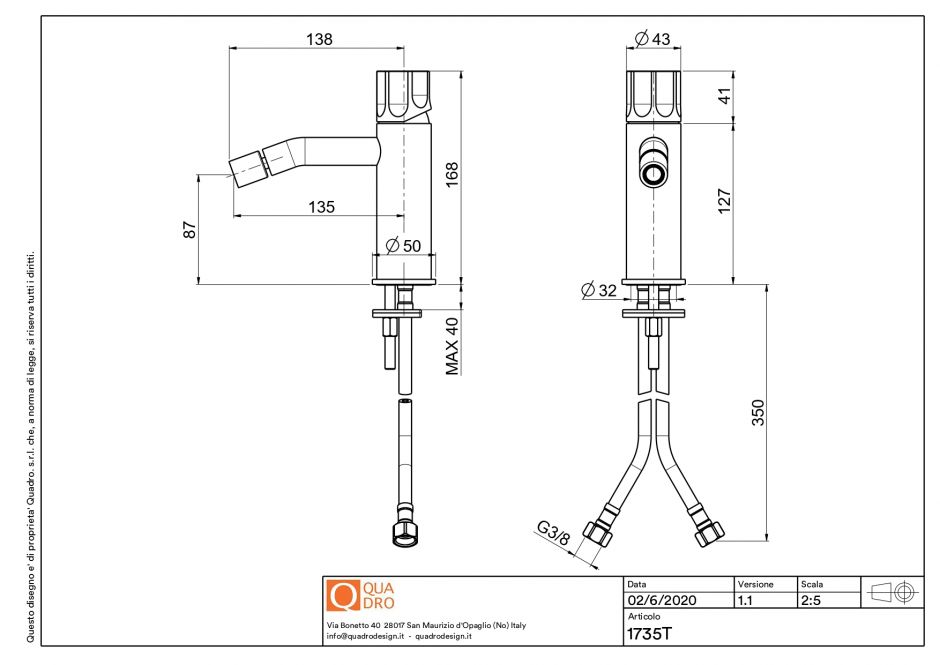 Смеситель для раковины Quadro design Modo 17 35T с регулируемым изливом ФОТО