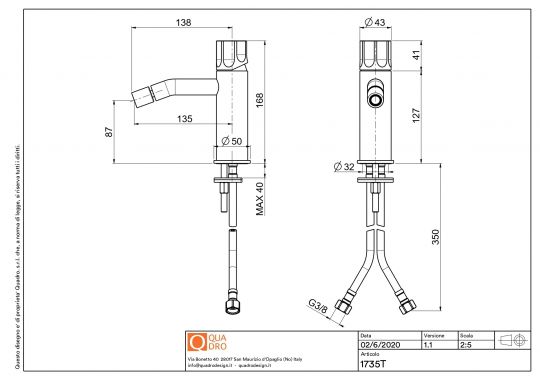Смеситель для раковины Quadro design Modo 17 35T с регулируемым изливом схема 5