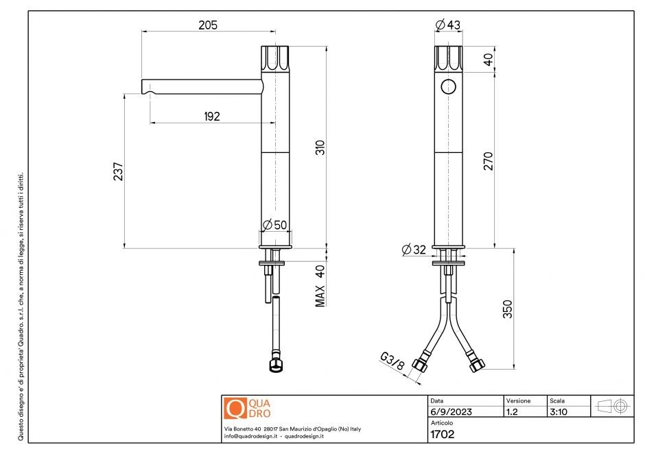 Смеситель для раковины Quadro design Modo 17 02 высокий ФОТО
