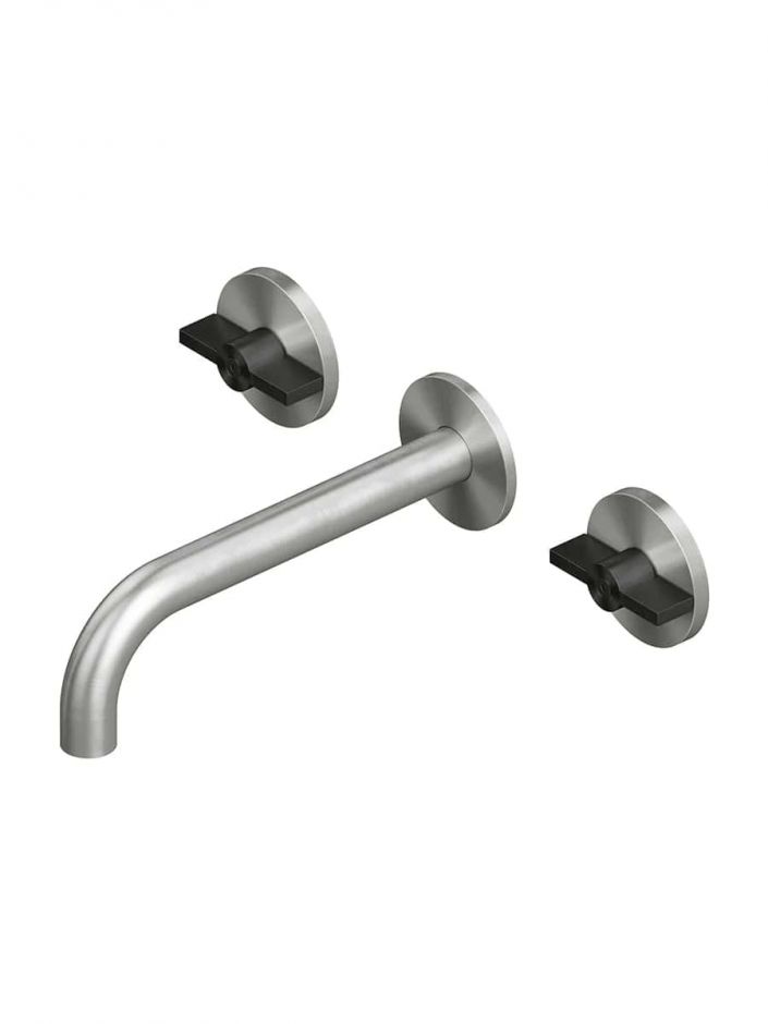 Смеситель для раковины Quadro design Valvola01 19 10V на 3 отверстия монтаж в стену ФОТО