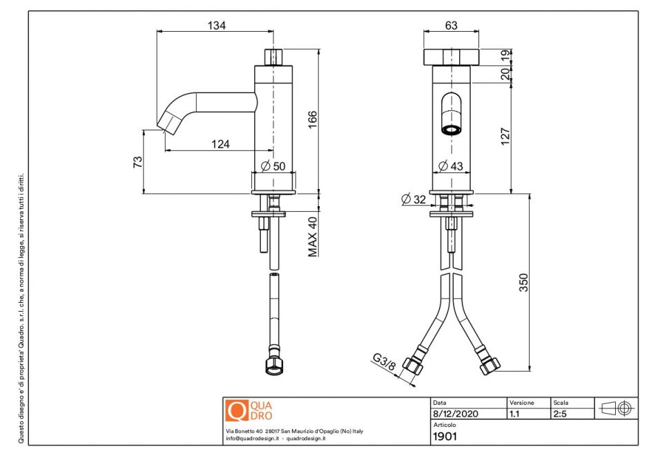 Смеситель для раковины Quadro design Valvola01 19 01 ФОТО