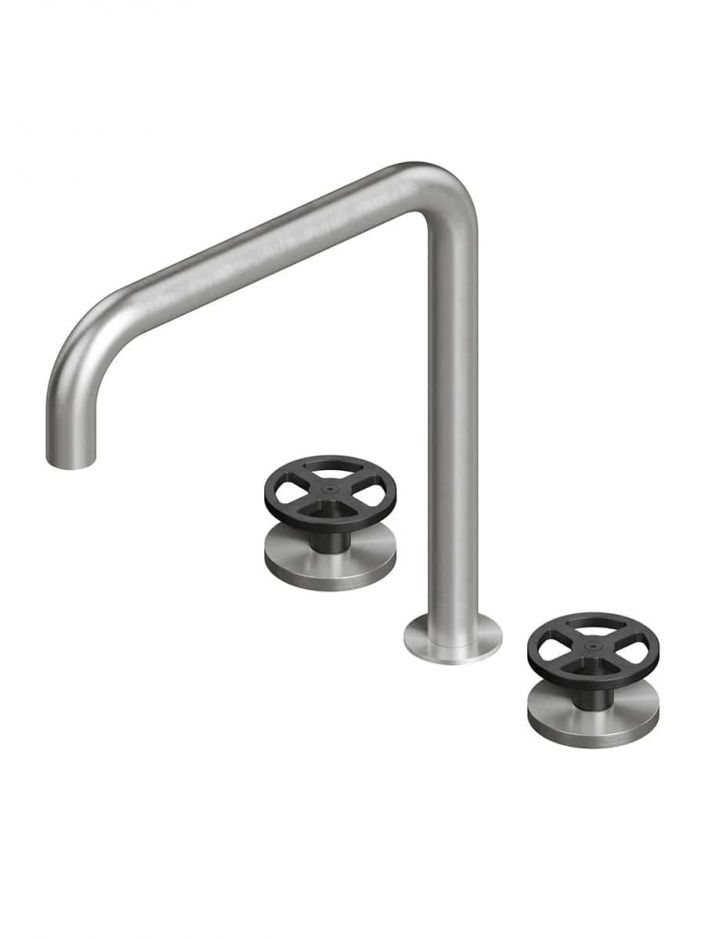 Смеситель для раковины Quadro design Valvola02 20 31V повортный высокий излив ФОТО