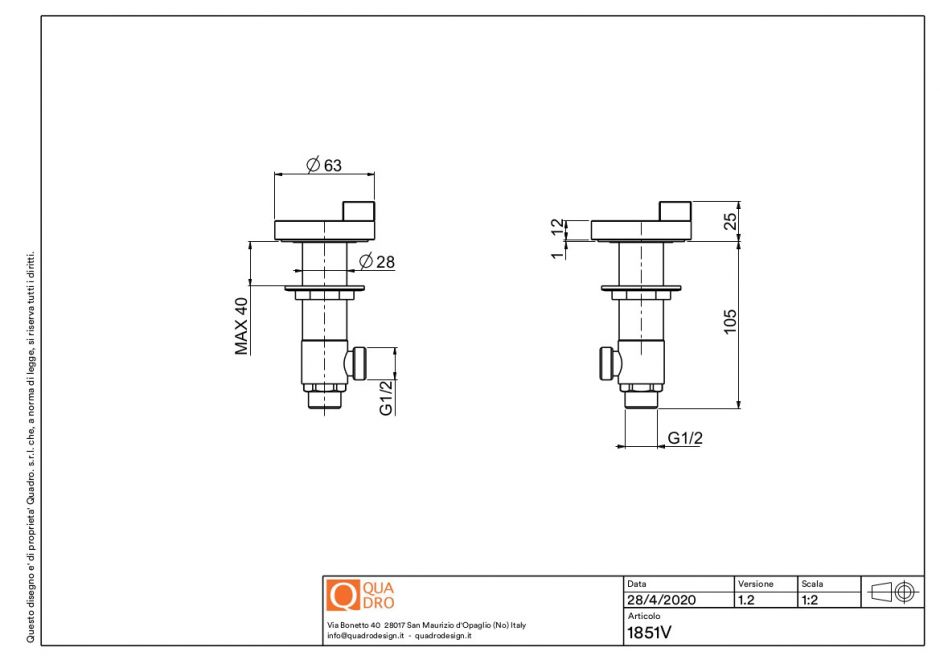 Вентили встраиваемого настольного смесителя Quadro design Q 18 51V ФОТО