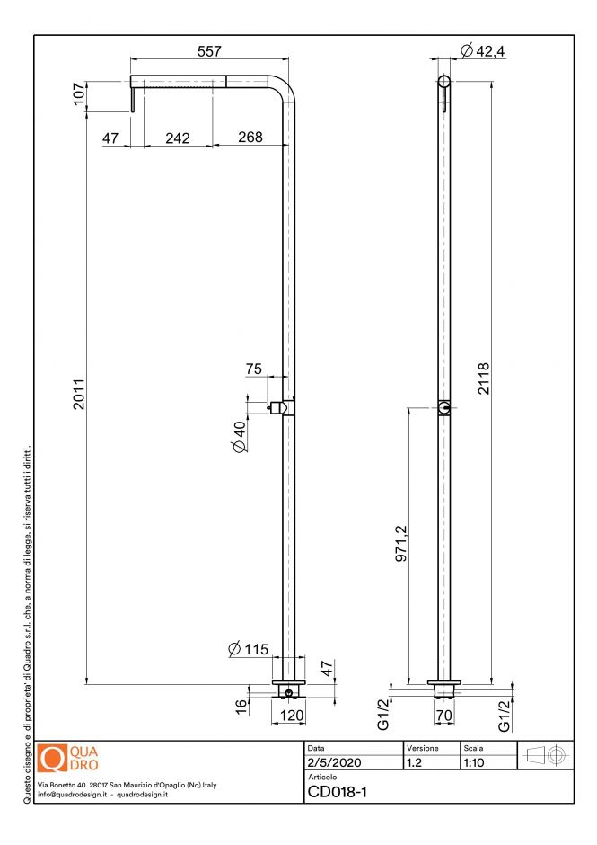 Душевая стойка Quadro design Q CD018.1 AS без ручной лейки ФОТО