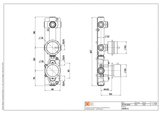 Термостатический смеситель Quadro design Q 18 48.0.00 с 1 запорным краном схема 4
