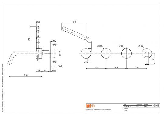 Смеситель для ванны и душа Quadro design FFQT 18 69 с изливом схема 8