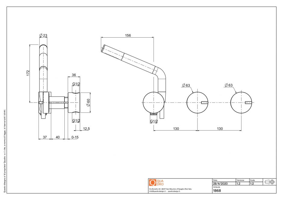 Смеситель для душа Quadro design Q 18 68 настенный ФОТО