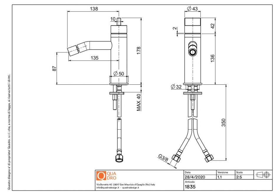 Смеситель для биде Quadro design Q 18 35 AS ФОТО