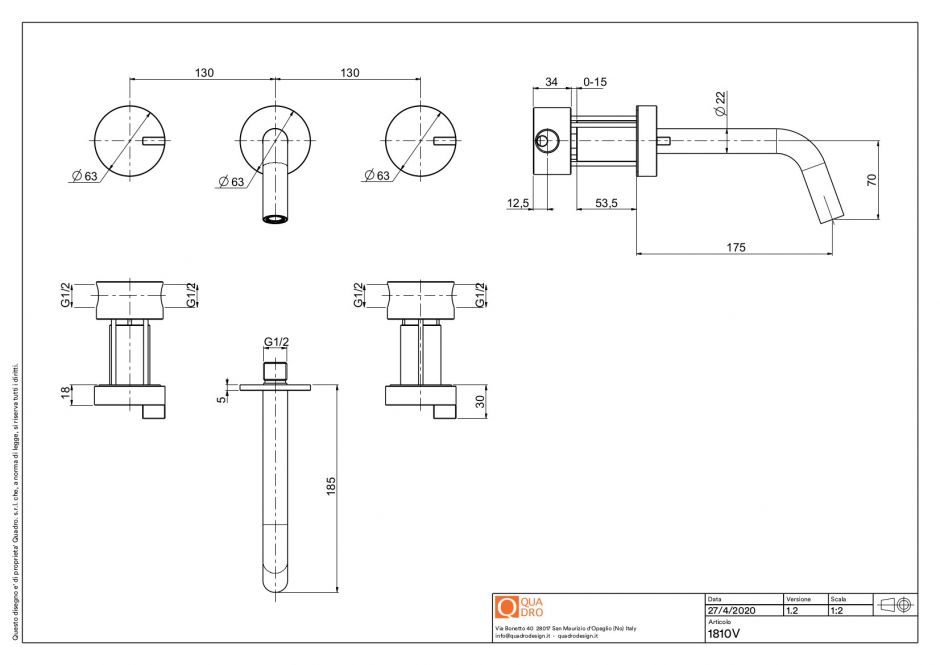 Смеситель для раковины Quadro design Q 18 10V встраиваемый ФОТО