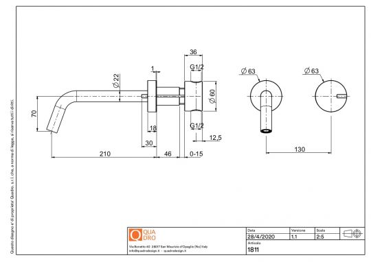 Смеситель для раковины Quadro design Q 18 11 настенный схема 4