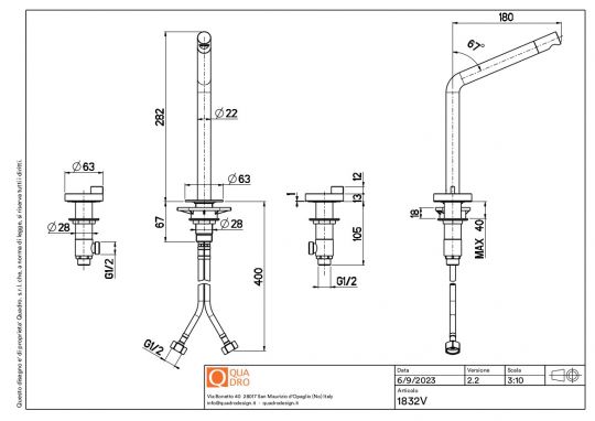 Смеситель для раковины Quadro design Q 18 32V настольный высокий схема 2 Смеситель для раковины Quadro design Q 18 32V настольный высокий схема 2