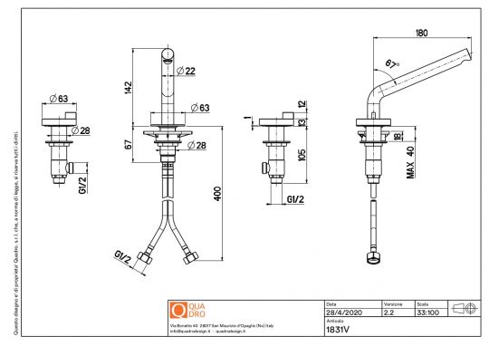 Смеситель для раковины Quadro design Q 18 31V настольный схема 6 Смеситель для раковины Quadro design Q 18 31V настольный схема 6
