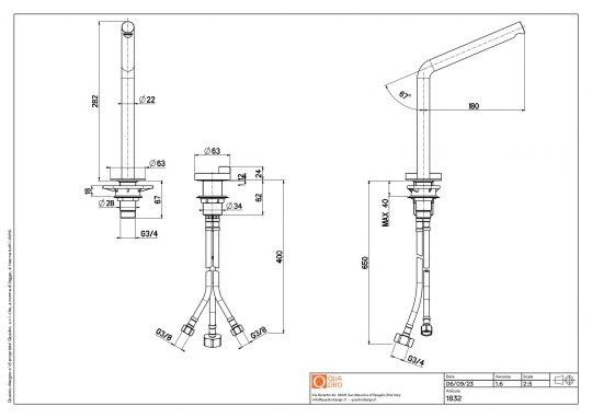 Смеситель для раковины Quadro design Q 18 32 высокий схема 3