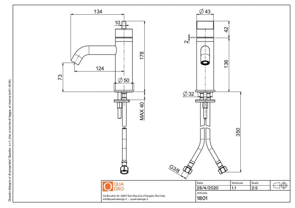 Смеситель для раковины Quadro design Q 18 01 ФОТО