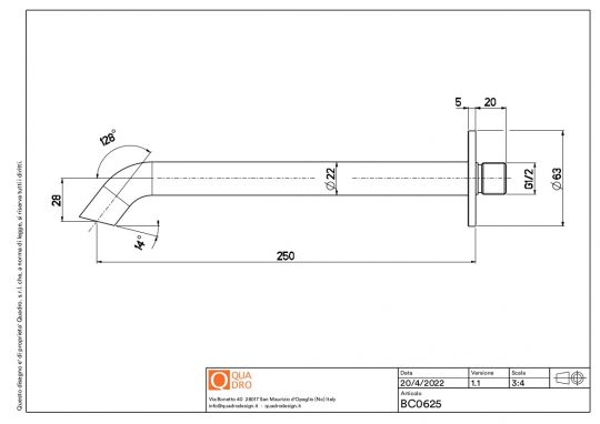 Излив Quadro design FFQT BC0625 для встраиваемого смесителя схема 2 Излив Quadro design FFQT BC0625 для встраиваемого смесителя схема 2