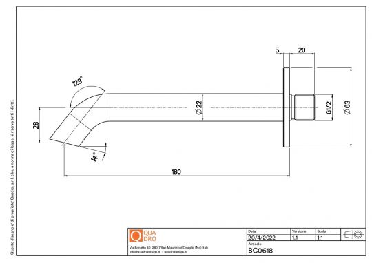 Излив Quadro design FFQT BC0618 для смесителя схема 2