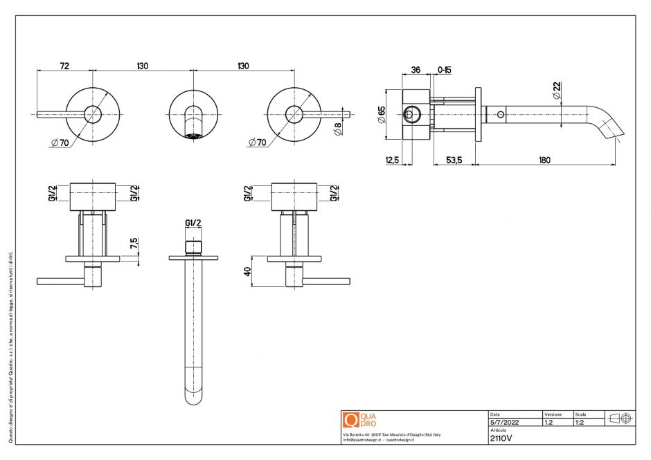 Смеситель для раковины Quadro design FFQT 21 10V встраиваемый ФОТО