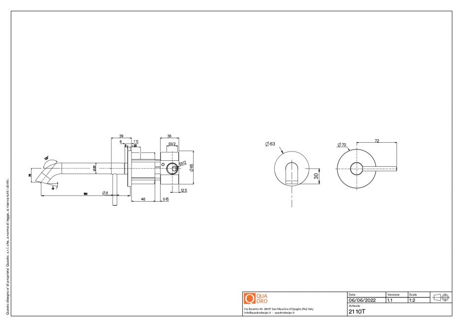Смеситель для раковины Quadro design FFQT 21 10T встраиваемый ФОТО