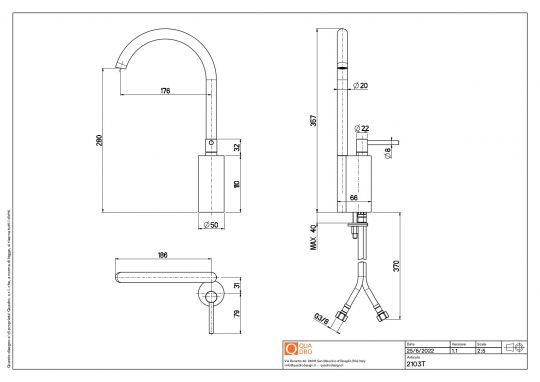 Смеситель для раковины Quadro design FFQT 21 03T с поворотным изливом схема 7