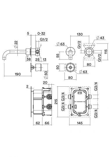 Смеситель для раковины Quadro design Sense 13 13S.22.00 + IN1002I AS сенсорный схема 2