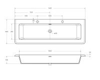 Раковина мебельная из искусственного мрамора Cezares 141х49х14 схема 2