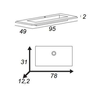 Раковина мебельная из искусственного мрамора Cezares 95х49х14 схема 2 Раковина мебельная из искусственного мрамора Cezares 95х49х14 схема 2