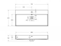 Раковина мебельная из искусственного мрамора Cezares 91х45х11,5 схема 2
