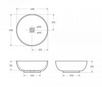 Круглая раковина керамическая накладная Cezares 43 схема 2