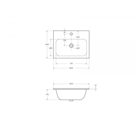 Керамическая раковина Cezares CZR-NAT, глубина 46 см схема 2
