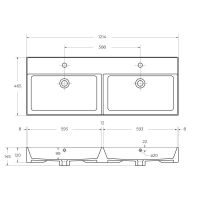 Керамическая раковина с двумя чашами Cezares CZR-MIL 120х46,5 схема 2