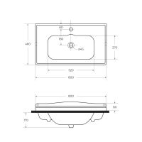 Керамическая раковина Cezares GIUBILEO CZR-ELT, глубина 46см схема 2 Керамическая раковина Cezares GIUBILEO CZR-ELT, глубина 46см схема 2