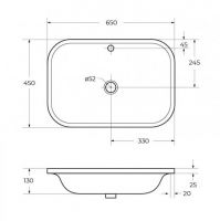 Керамическая раковина полувстраиваемая Cezares 60х45 схема 2