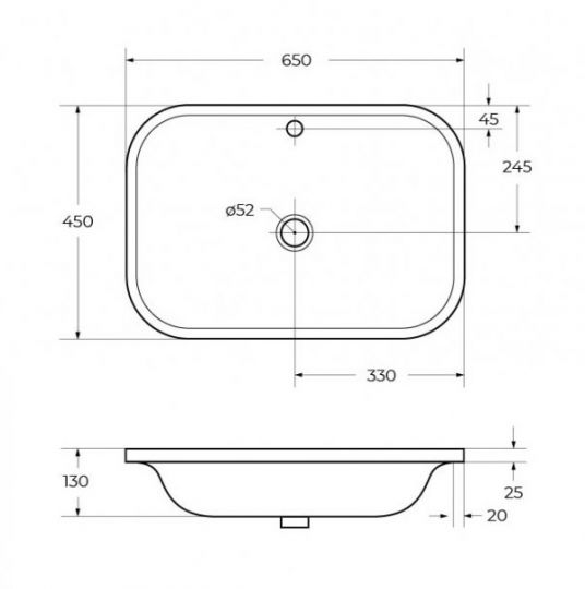 Керамическая раковина полувстраиваемая Cezares 60х45 схема 2