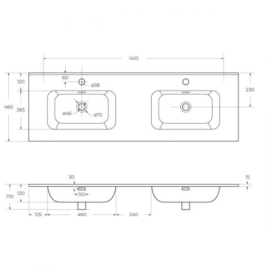 Керамическая раковина с двумя чашами Cezares CZR-8095 схема 4