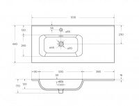 Керамическая раковина Cezares  CZR-8095 чаша слева/справа, глубина 46см схема 2
