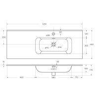 Керамическая раковина Cezares  CZR-8095 чаша слева/справа, глубина 46см схема 8