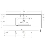 Керамическая раковина мебельная Cezares с чашей в центре, глубина 46см CZR-8095 схема 12 Керамическая раковина мебельная Cezares с чашей в центре, глубина 46см CZR-8095 схема 12