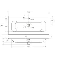 Керамическая раковина мебельная Cezares 101х46 схема 2