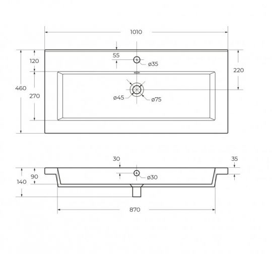 Керамическая раковина Cezares PLANE CZR-8070 схема 2