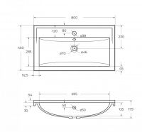Раковина из искусственного мрамора Cezares ECO 75х48 схема 2