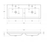 Раковина из искусственного мрамора Cezares ECO с двумя чашами 120х48 схема 2 Раковина из искусственного мрамора Cezares ECO с двумя чашами 120х48 схема 2