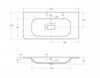 Раковина из искусственного мрамора Cezares RELAX 100х48 схема 2