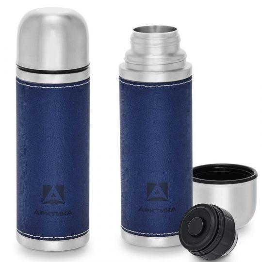 Термос АРКТИКА 500 мл (оплетка из экокожи) 108-500-BL