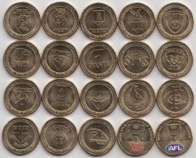Австралия Набор 20 монет 1 доллар "Австралийская футбольная лига" 2023 год UNC 2 цветные монеты