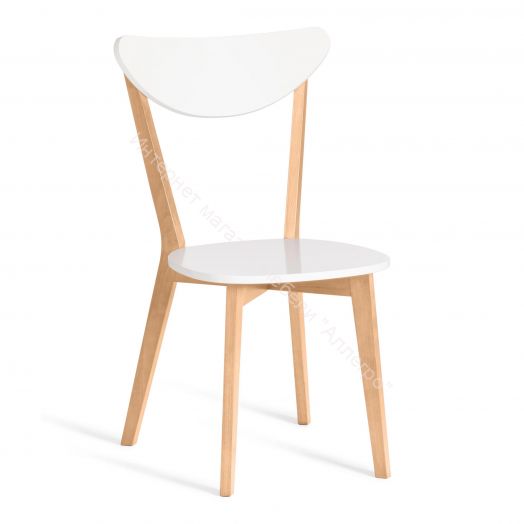 Стул жесткое сиденье MAXI (Макси) каркас бук, сиденье, спинка - мдф, 86 х 48.5 х 54.5 см, Белый+Натуральный (Бук)