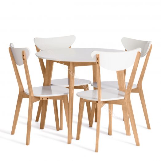 Стул жесткое сиденье MAXI (Макси) каркас бук, сиденье, спинка - мдф, 86 х 48.5 х 54.5 см, Белый+Натуральный (Бук)