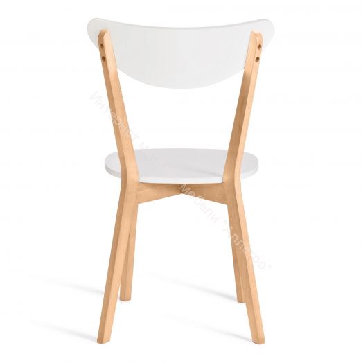 Стул жесткое сиденье MAXI (Макси) каркас бук, сиденье, спинка - мдф, 86 х 48.5 х 54.5 см, Белый+Натуральный (Бук)