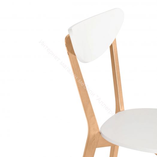 Стул жесткое сиденье MAXI (Макси) каркас бук, сиденье, спинка - мдф, 86 х 48.5 х 54.5 см, Белый+Натуральный (Бук)